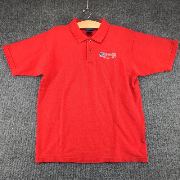 Fruit of the Loom Mens USPS Postal Service Polo Shirt Red Size L Vintage Y2K - Picture 2 of 12